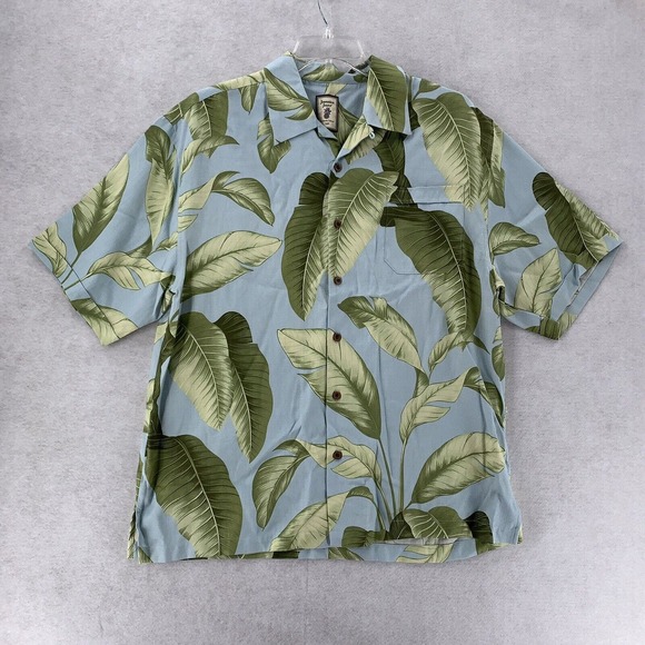 Jamaica Jaxx Mens Hawaiian Shirt Caribbean Button Up Short Sleeve Silk Mens Lg‎ - Picture 1 of 7